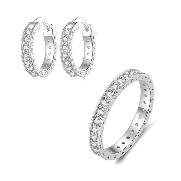 Sterling Silver Fine Sparkle Zirconia Stud Earrings Ring Set Reluova