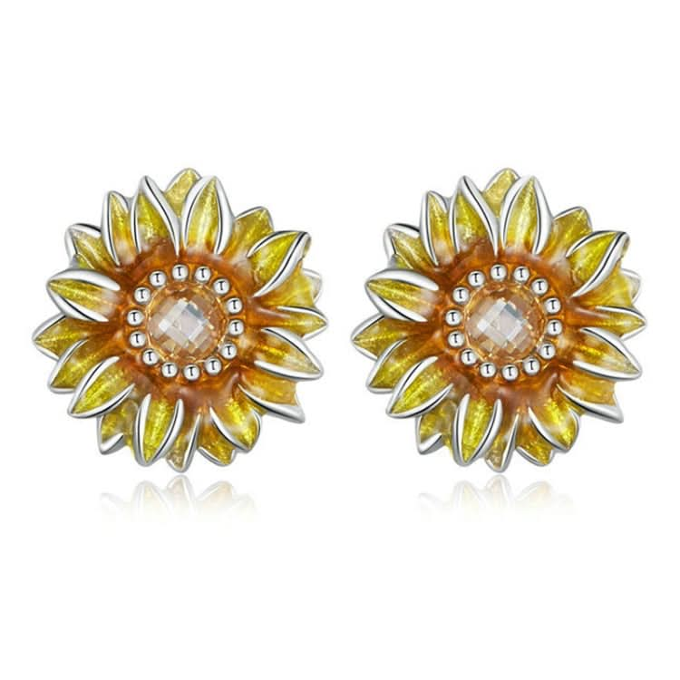 S925 Sterling Silver Plated Yellow Sunflower Stud Earrings Reluova