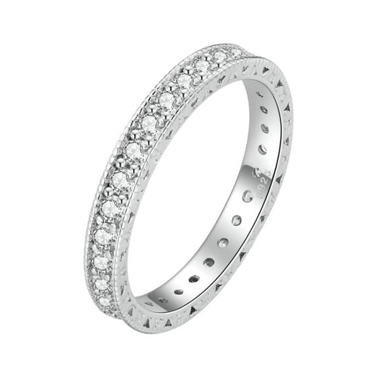 S925 Sterling Silver Platinum-Plated Fine Flash Zircon Single Ring Reluova