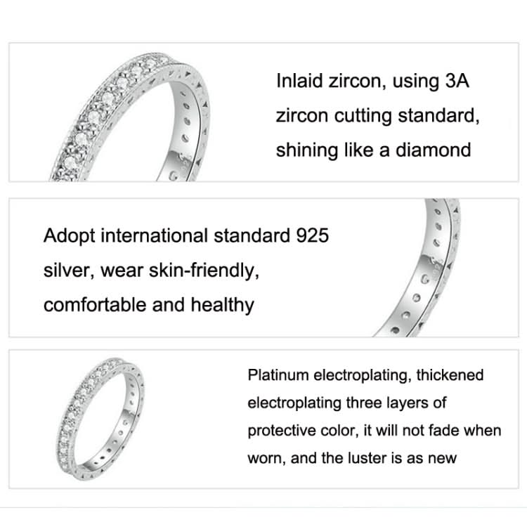 S925 Sterling Silver Platinum-Plated Fine Flash Zircon Single Ring Reluova