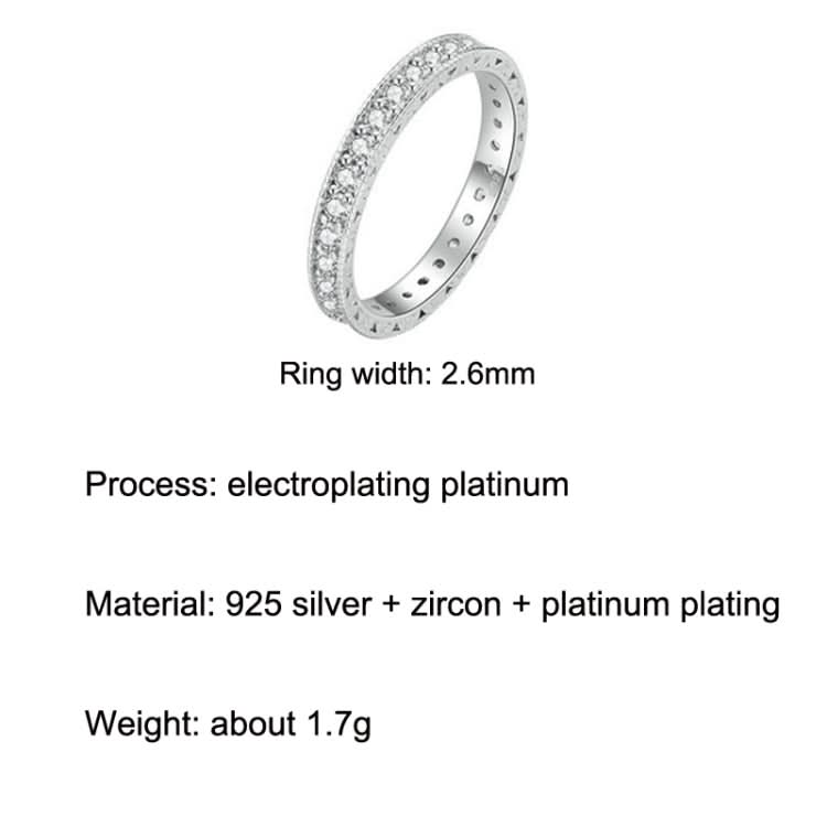 S925 Sterling Silver Platinum-Plated Fine Flash Zircon Single Ring Reluova