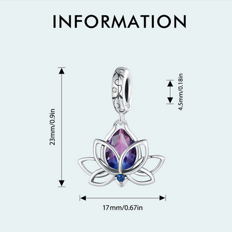 S925 Sterling Silver Lotus Pendant Gradient Water Drop Tourmaline DIY Bracelet Beads