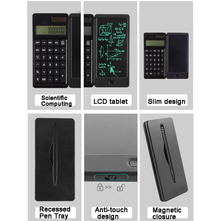 Solar Calculator Handwriting Board Learning Office Portable Folding LCD Writing Board Reluova