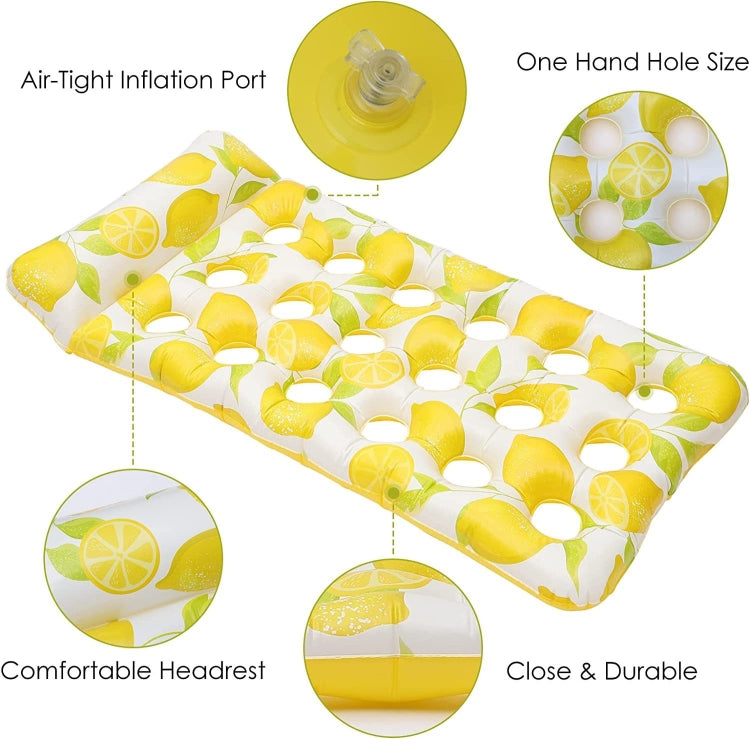 Inflatable Lemon Float Row Hole Water Bed Lounge Chair Reluova