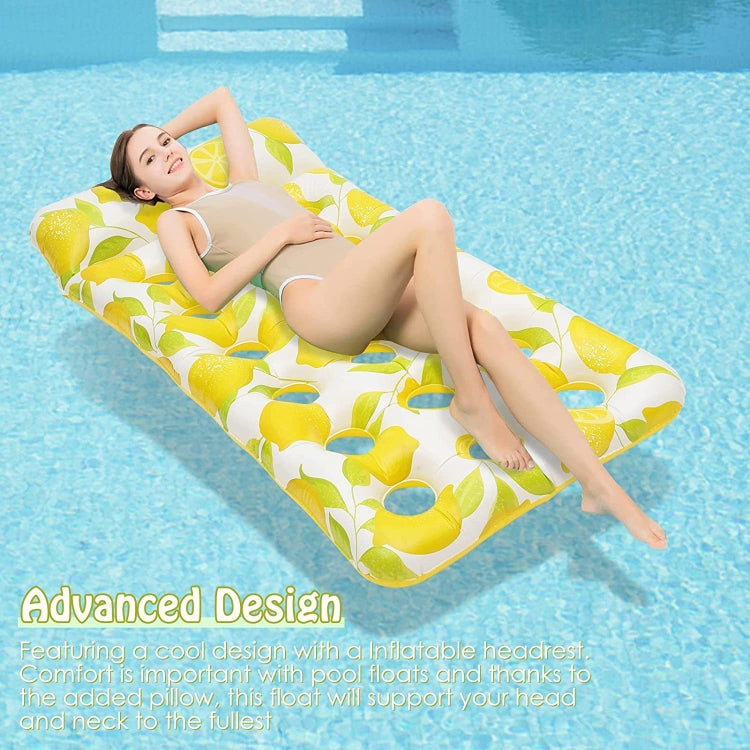 Inflatable Lemon Float Row Hole Water Bed Lounge Chair