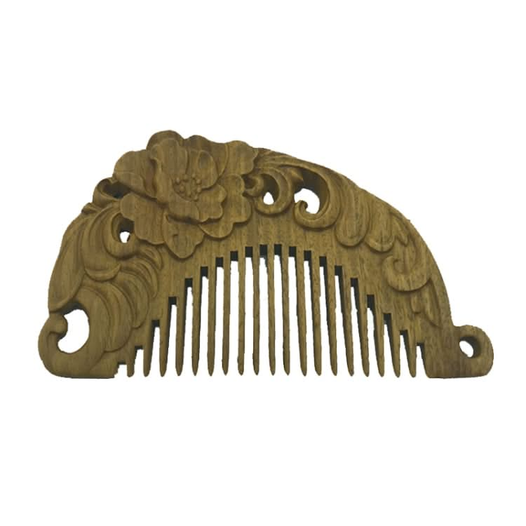 Green Sandalwood Retro Style Carved Portable Wooden Comb Reluova