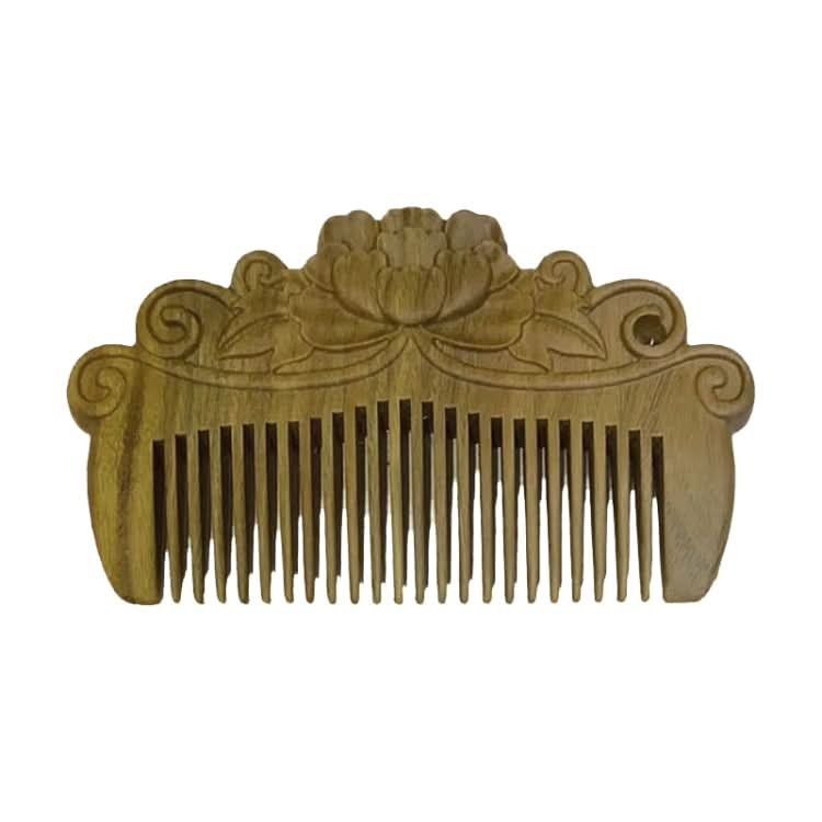 Green Sandalwood Retro Style Carved Portable Wooden Comb Reluova