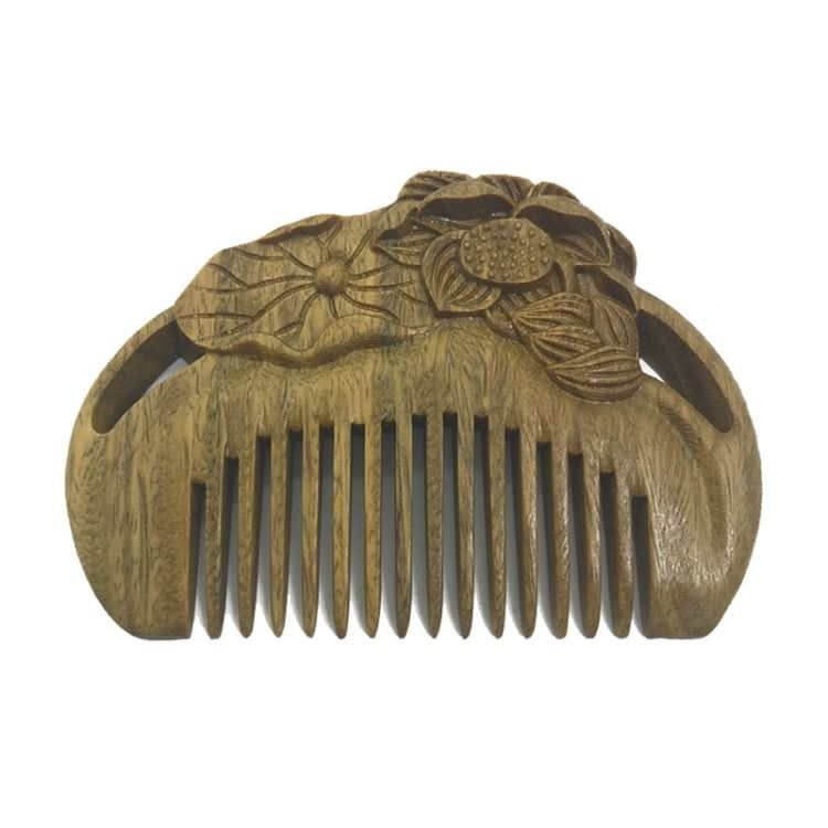 Green Sandalwood Retro Style Carved Portable Wooden Comb Reluova