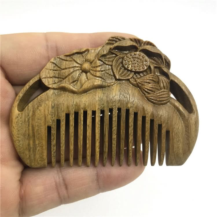 Green Sandalwood Retro Style Carved Portable Wooden Comb Reluova