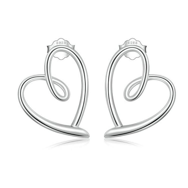 S925 Sterling Silver Plated Platinum Wrap Heart Stud Earrings Reluova