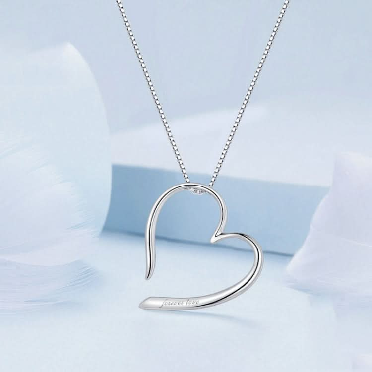 S925 Sterling Silver Platinum Plated Heart Necklace Reluova