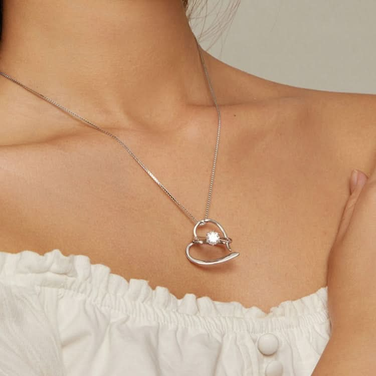 S925 Sterling Silver Platinum Plated Heart Necklace Reluova