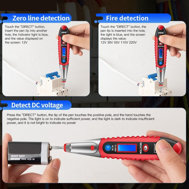 ANENG VD700 2pcs Sound and Light Alarm Non-contact Digital Display Sensor Multi-function Test Pen My Store