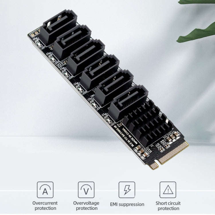 M2 M-EKY PCIE3.0 To SATA6G Transfer Expansion Card 6 Port Hard Disk Expansion Adapter Card