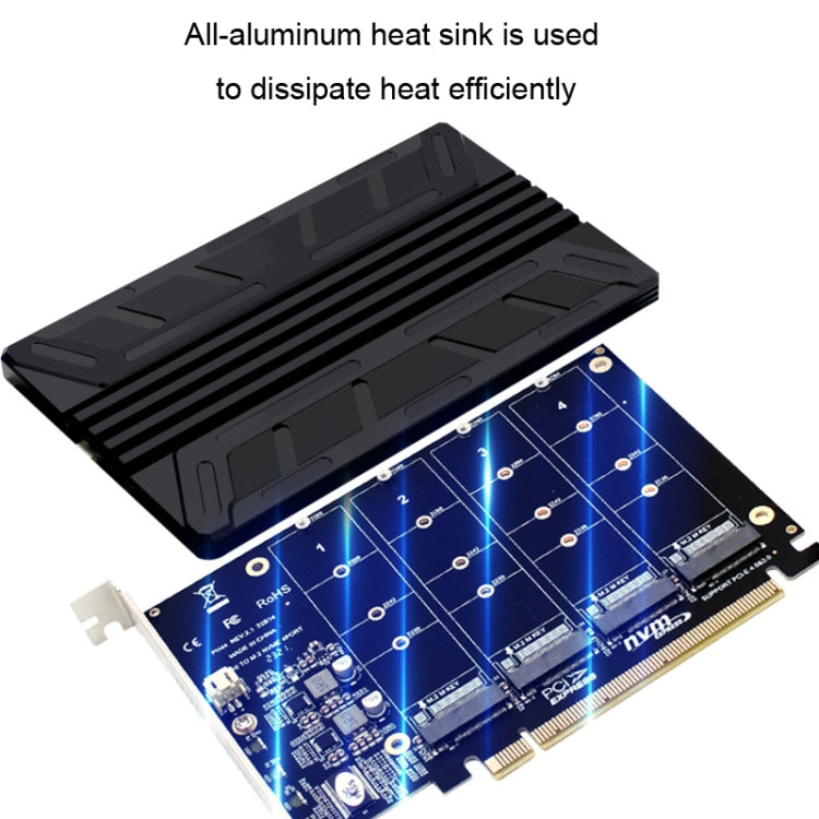 NVMe M.2 MKEY SSD RAID Array Motherboard PCIE Split Card Heatsink My Store