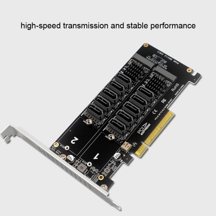 Double NVME Raid PCI-EX8 Split Card To SATA10 Port Transfer Card My Store