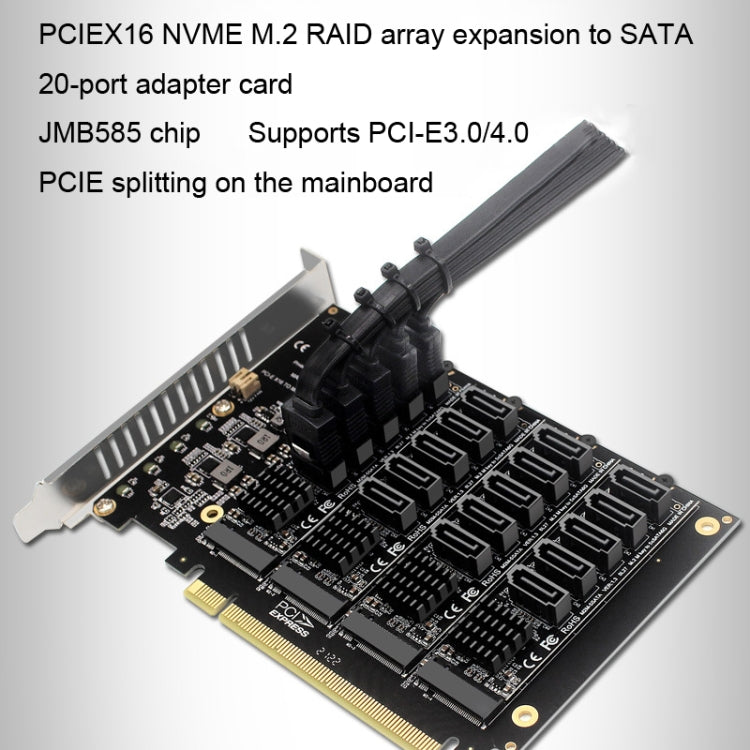 PCIEX16 NVME M.2 RAID Array Expansion SATA 20 Port Transfer Card My Store