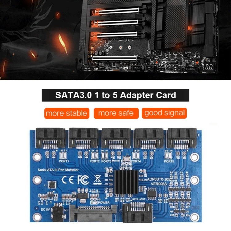 SATA Expansion Card 1 to 5 Port Riser Card