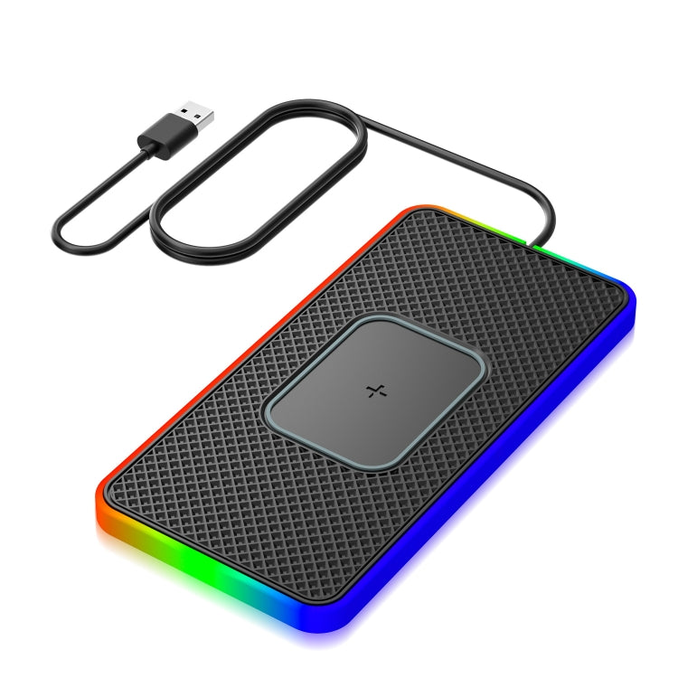 2 In 1 15W Car Mobile Phone Wireless Charger Non-slip Mat with Colorful Light-Reluova