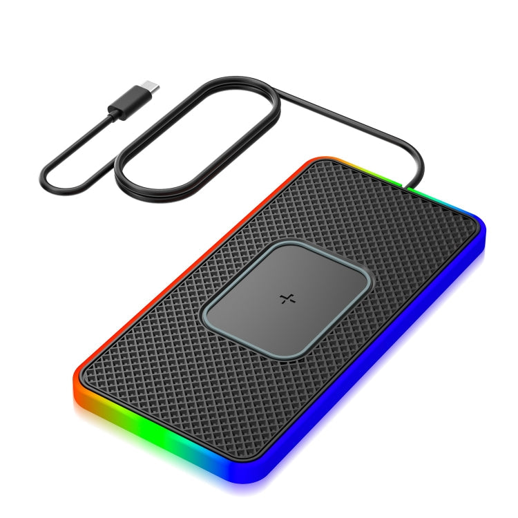 2 In 1 15W Car Mobile Phone Wireless Charger Non-slip Mat with Colorful Light-Reluova