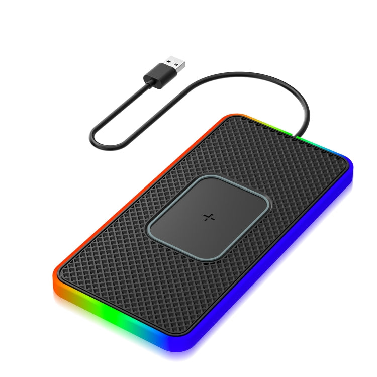 2 In 1 15W Car Mobile Phone Wireless Charger Non-slip Mat with Colorful Light-Reluova