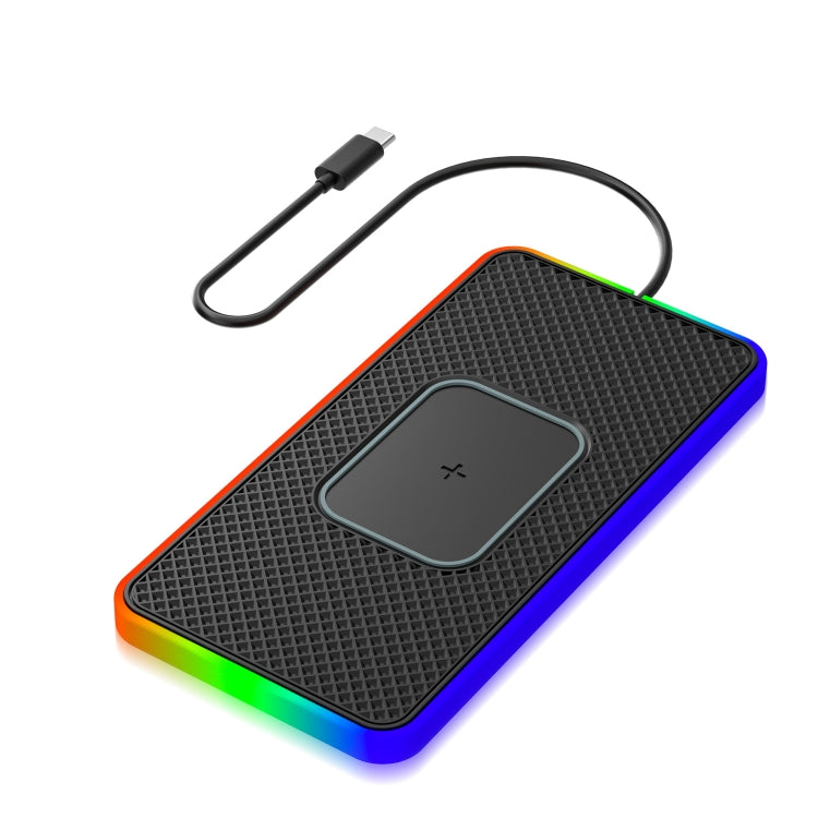 2 In 1 15W Car Mobile Phone Wireless Charger Non-slip Mat with Colorful Light-Reluova