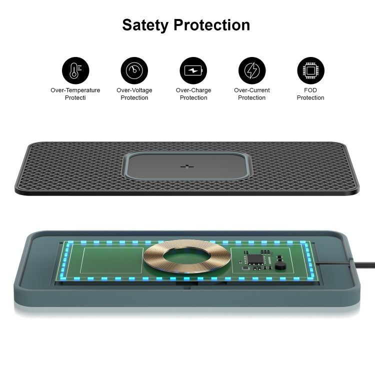 2 In 1 15W Car Mobile Phone Wireless Charger Non-slip Mat with Colorful Light-Reluova