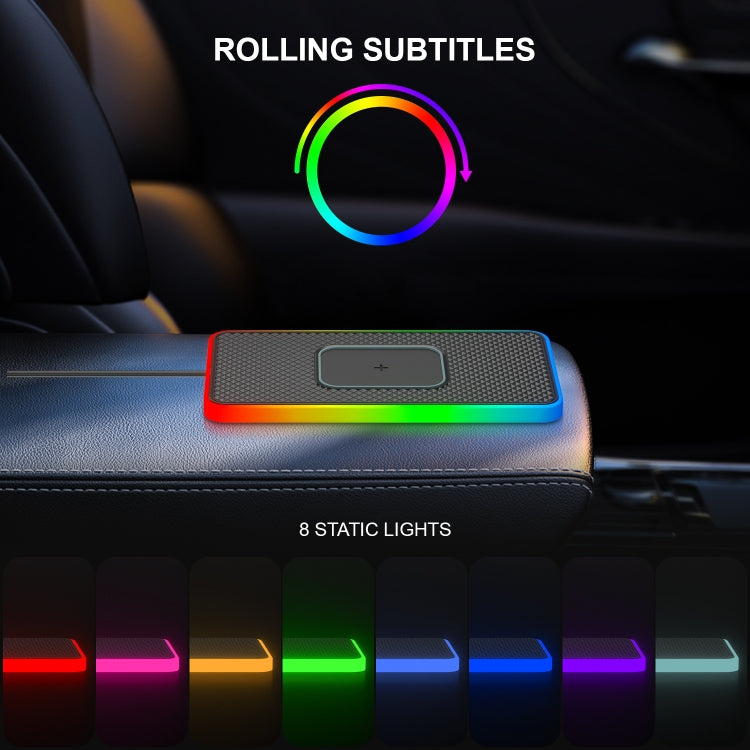 2 In 1 15W Car Mobile Phone Wireless Charger Non-slip Mat with Colorful Light-Reluova