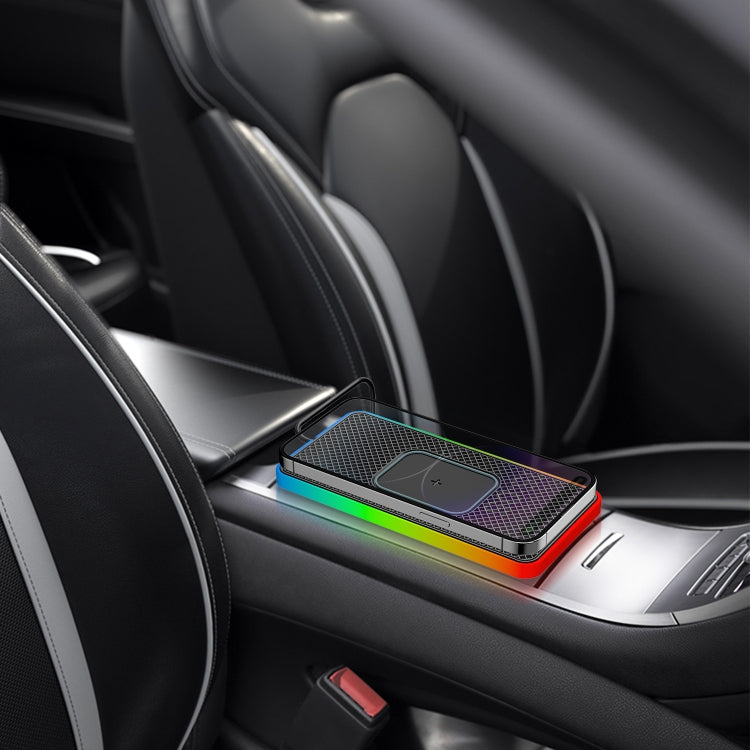 2 In 1 15W Car Mobile Phone Wireless Charger Non-slip Mat with Colorful Light-Reluova