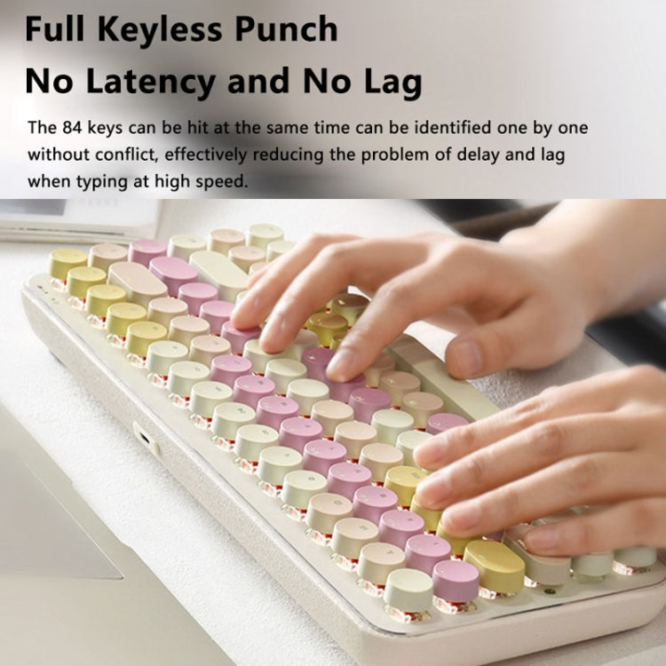 Ajazz K840T 84-Key Wireless/Bluetooth/Wired Three-Mode Round Key Punk Keycap Mechanical Keyboard