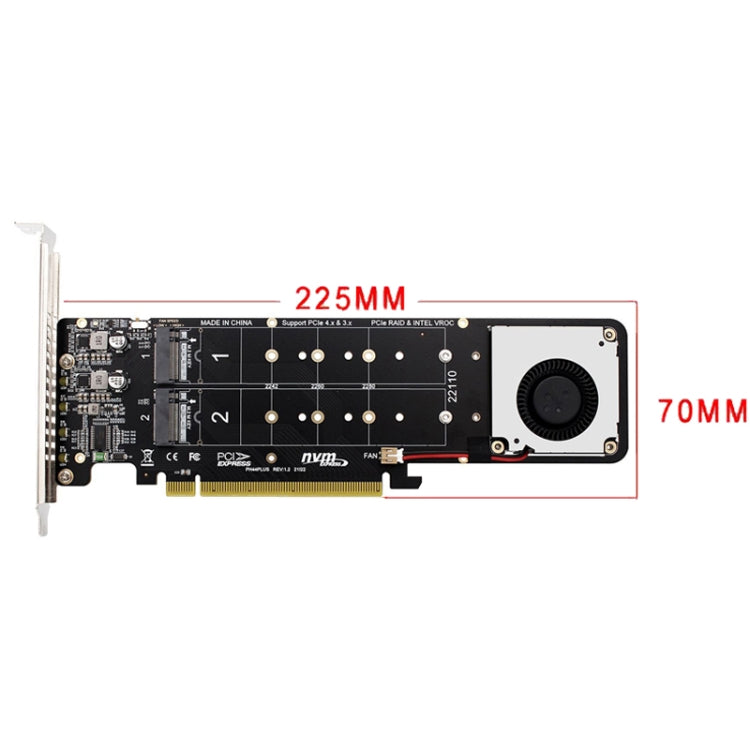 PCI-E X16 to M.2 M-key NVME X4 SSD RAID Array Expansion Adapter Support 2242/2260/2280/22110