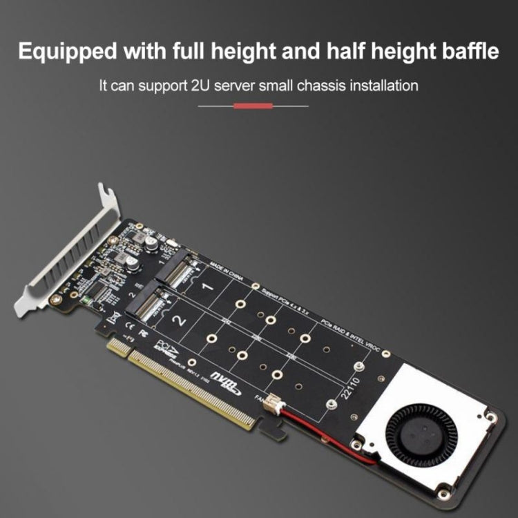 PCI-E X16 to M.2 M-key NVME X4 SSD RAID Array Expansion Adapter Support 2242/2260/2280/22110