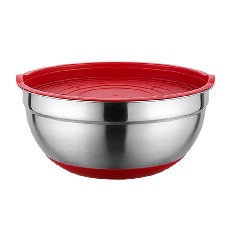 With Colorful Silicone Bottom & Lid Salad Bowl Stainless Steel Thickened Basin - Reluova