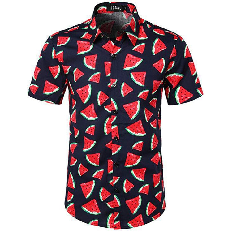 Summer Men 3D Digital Printing Beach Casual Short-sleeved Shirt Reluova