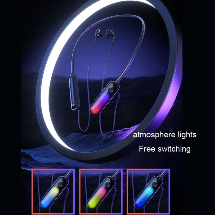 With Atmosphere Lamp Hanging Neck Bluetooth Earphone