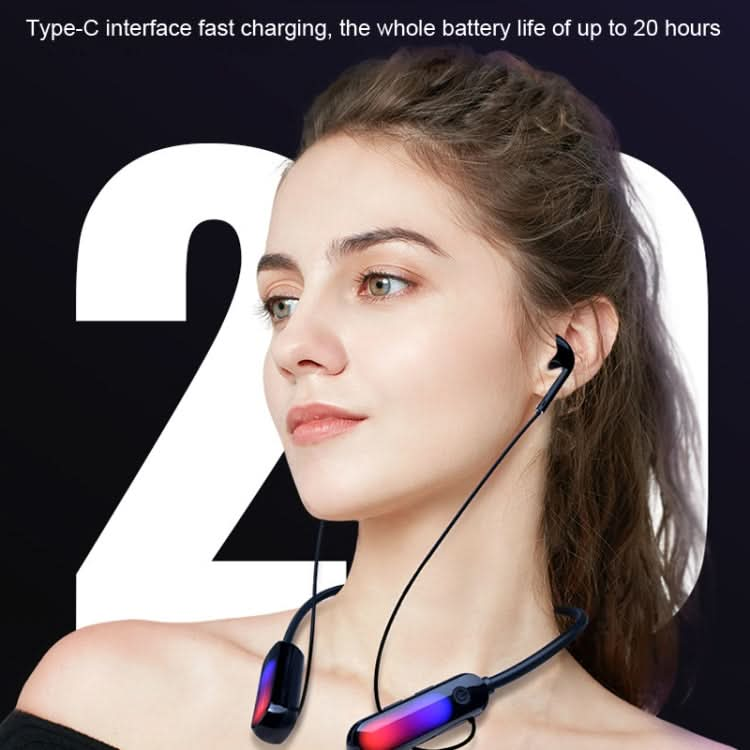 With Atmosphere Lamp Hanging Neck Bluetooth Earphone