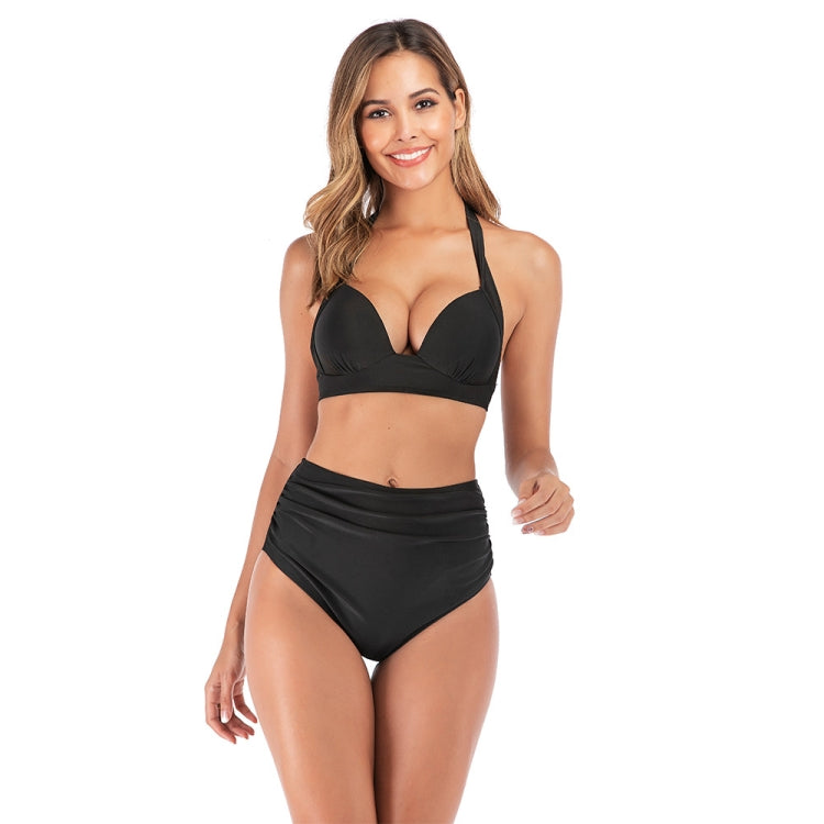 Lace-Up Halter Backless High-Waisted Swimsuit Split Printed Bikini Swimsuit, Series 3 Reluova