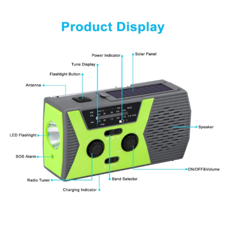 Emergency Radio Portable Hand Crank Solar Powered Radio