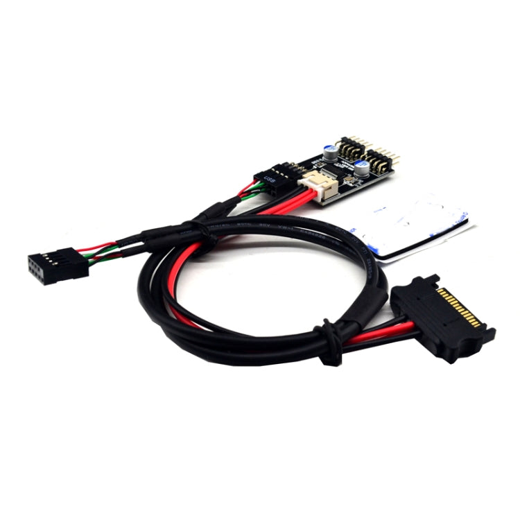 USB2.0 9pin To Dual 9pin Header HUB 1 to 2 Extension Connector Adapter with SATA Power Cable My Store