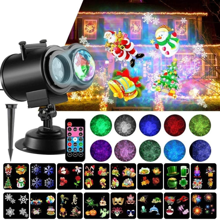 Color Card Pattern 9W Christmas Projection Light Remote Control Snow Light