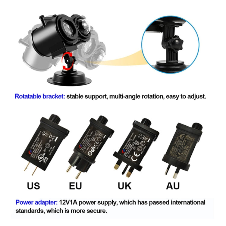 Color Card Pattern 9W Christmas Projection Light Remote Control Snow Light