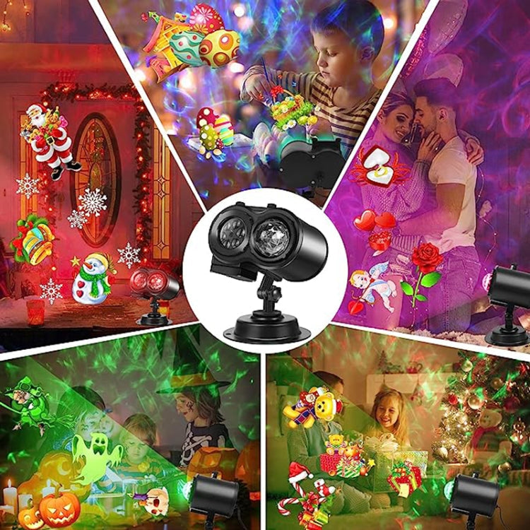 Color Card Pattern 9W Christmas Projection Light Remote Control Snow Light