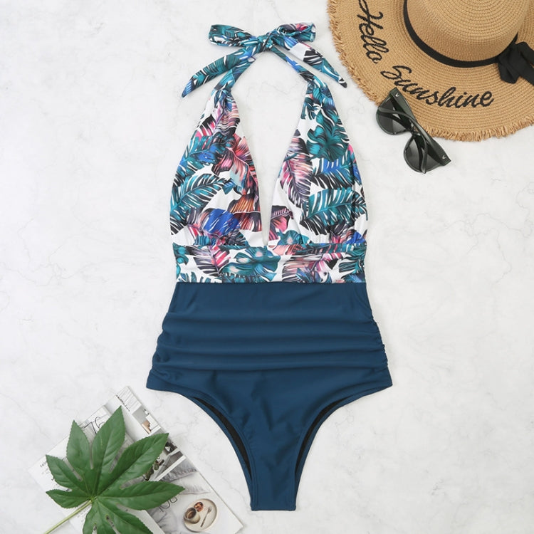 Summer One-piece Backless Lace-Up Ladies Swimsuit Floral-print Halter Bikini, Series 2 Reluova