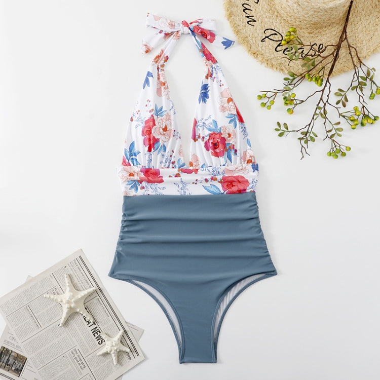 Summer One-piece Backless Lace-Up Ladies Swimsuit Floral-print Halter Bikini, Series 2 Reluova