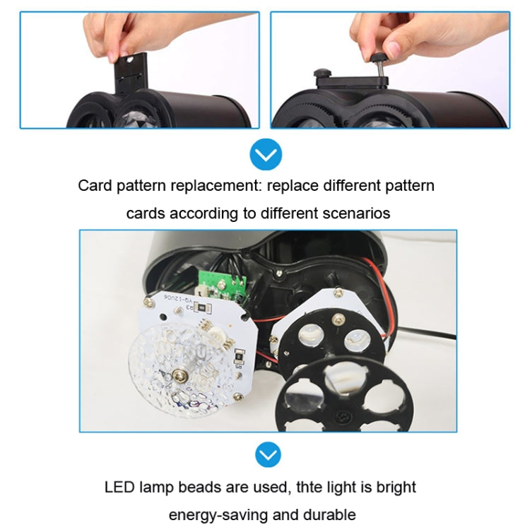 Not Easy To Fade Card Pattern 9W Double Cylinder Water Pattern Christmas Projection Light