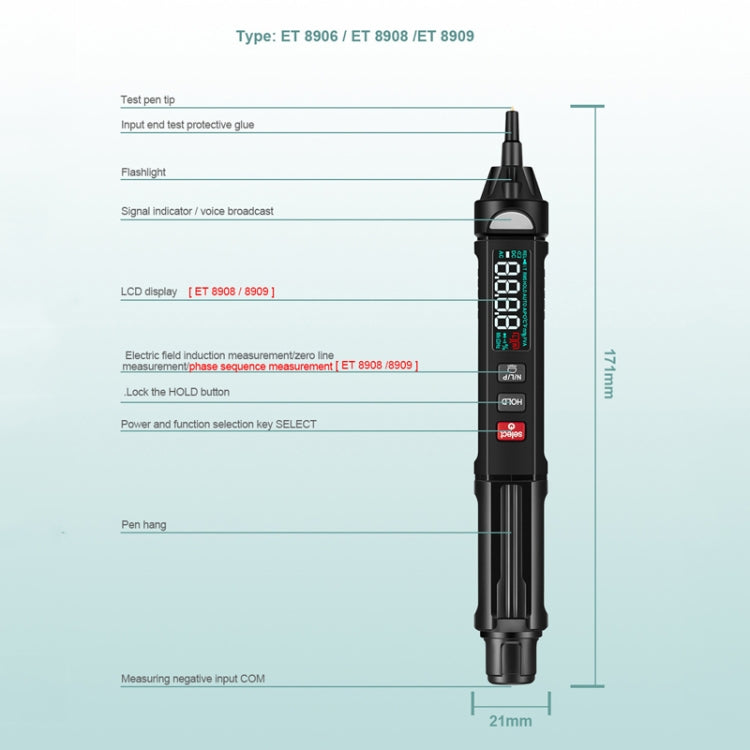 Digital Multimeter Voltage Test Pen Capacitance Meter Diode NVC Tester