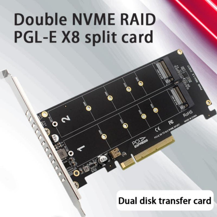 PCI-E X8 Double Disk Transfer Card NVME M.2 MKEY SSD RAID Array Expansion Adapter My Store