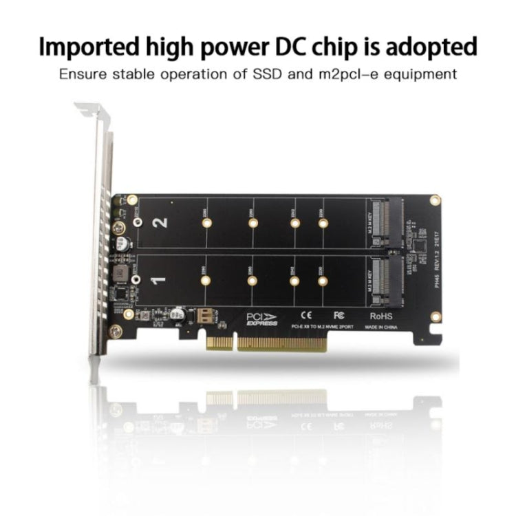 PCI-E X8 Double Disk Transfer Card NVME M.2 MKEY SSD RAID Array Expansion Adapter My Store