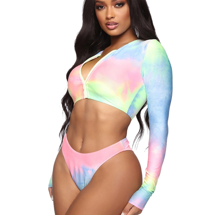 Summer Color Matching Sexy Bikini Two-piece High-Waisted Long-sleeved Swimsuit Reluova