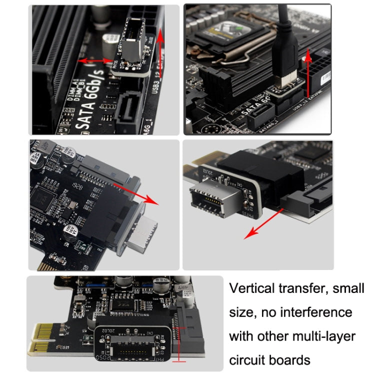 2pcs Mainboard USB3 19P/20P to TYPE-E Adapter Chassis Front TYPE-C/USB-C Plug Port